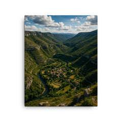 Cirque de Navacelles France canvas print on a plain backdrop in size 16"x20".