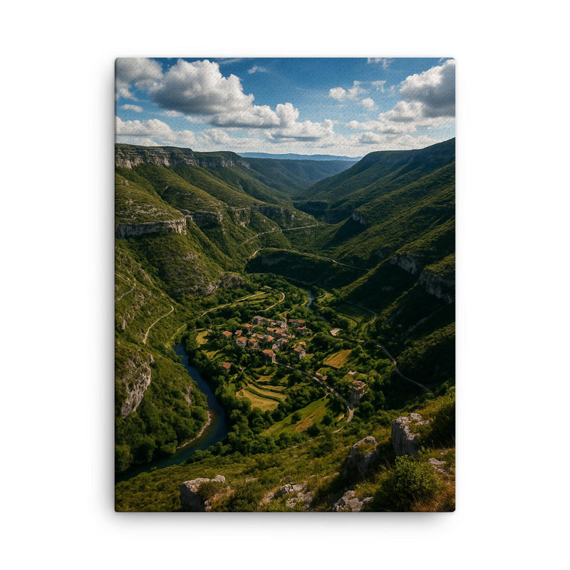 Cirque de Navacelles France canvas print on a plain backdrop in size 18