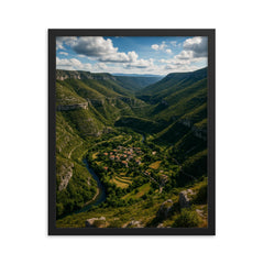Cirque de Navacelles France framed print on a plain backdrop in size 16"x20".