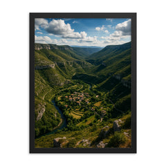 Cirque de Navacelles France framed print on a plain backdrop in size 18"x24".