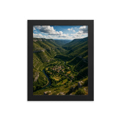 Cirque de Navacelles France framed print on a plain backdrop in size 8"x10".