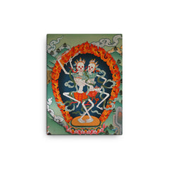 Citipaxi, Tibetan skeleton Buddhist deity - Tantric protector Vajrayana Thangka art canvas print on a plain backdrop in size 12"x16".