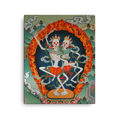 Citipaxi, Tibetan skeleton Buddhist deity - Tantric protector Vajrayana Thangka art canvas print on a plain backdrop in size 16"x20".