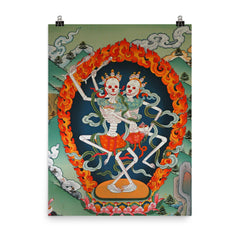 Citipaxi, Tibetan skeleton Buddhist deity - Tantric protector Vajrayana Thangka art poster on a plain backdrop in size 8"x10".