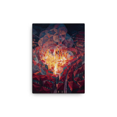 City on Fire by Gerardo Dottori, 1926 canvas print on a plain backdrop in size 12"x16".