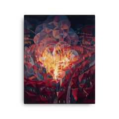 City on Fire by Gerardo Dottori, 1926 canvas print on a plain backdrop in size 16"x20".