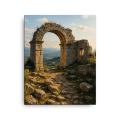 Civita di Arpino Acropolis Italy canvas print on a plain backdrop in size 16"x20".