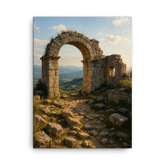 Civita di Arpino Acropolis Italy canvas print on a plain backdrop in size 18"x24".