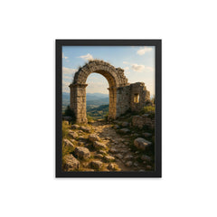 Civita di Arpino Acropolis Italy framed print on a plain backdrop in size 12"x16".