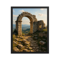 Civita di Arpino Acropolis Italy framed print on a plain backdrop in size 16"x20".