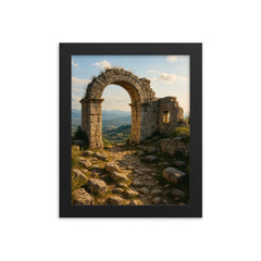 Civita di Arpino Acropolis Italy framed print on a plain backdrop in size 8"x10".