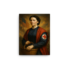 Clara Barton canvas print on a plain backdrop in size 12"x16".