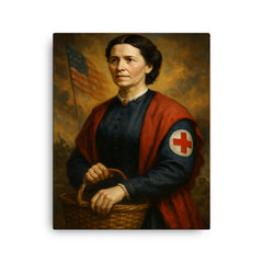 Clara Barton canvas print on a plain backdrop in size 16"x20".