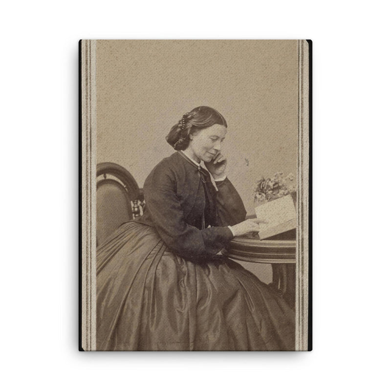 Clara Barton canvas print on a plain backdrop in size 18