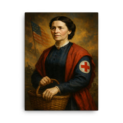 Clara Barton canvas print on a plain backdrop in size 18"x24".