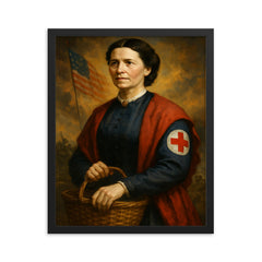 Clara Barton framed print on a plain backdrop in size 16"x20".