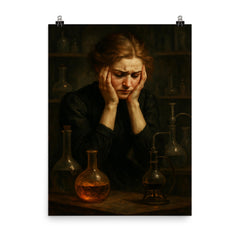 Clara Immerwahr in chemist’s black despair poster on a plain backdrop in size 8"x10".