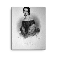 Clara Schumann canvas print on a plain backdrop in size 16"x20".