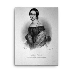 Clara Schumann canvas print on a plain backdrop in size 18"x24".