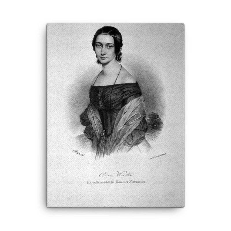 Clara Schumann canvas print on a plain backdrop in size 18