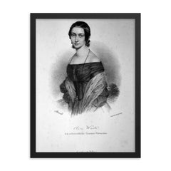 Clara Schumann framed print on a plain backdrop in size 18"x24".