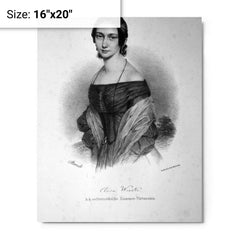 Clara Schumann metal print on a plain backdrop in size 16"x20".