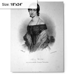 Clara Schumann metal print on a plain backdrop in size 18"x24".