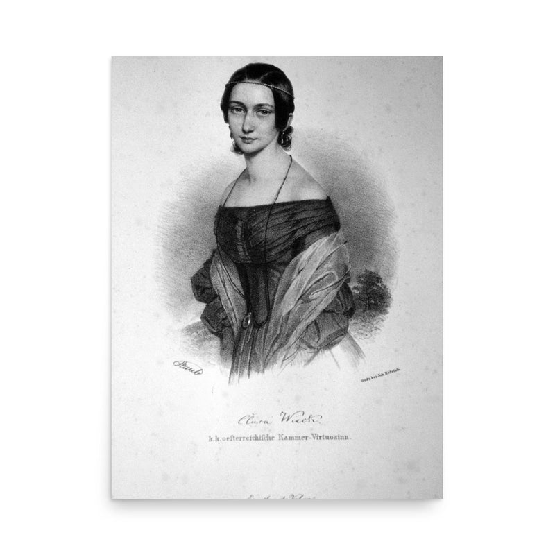 Clara Schumann poster on a plain backdrop in size 18