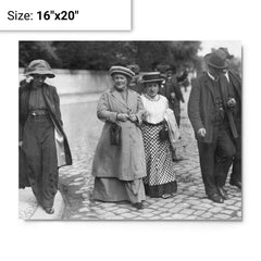 Clara Zetkin and Rosa Luxemburg metal print on a plain backdrop in size 16"x20".