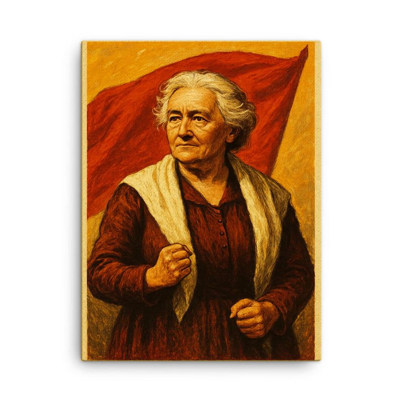 Clara Zetkin canvas print on a plain backdrop in size 18