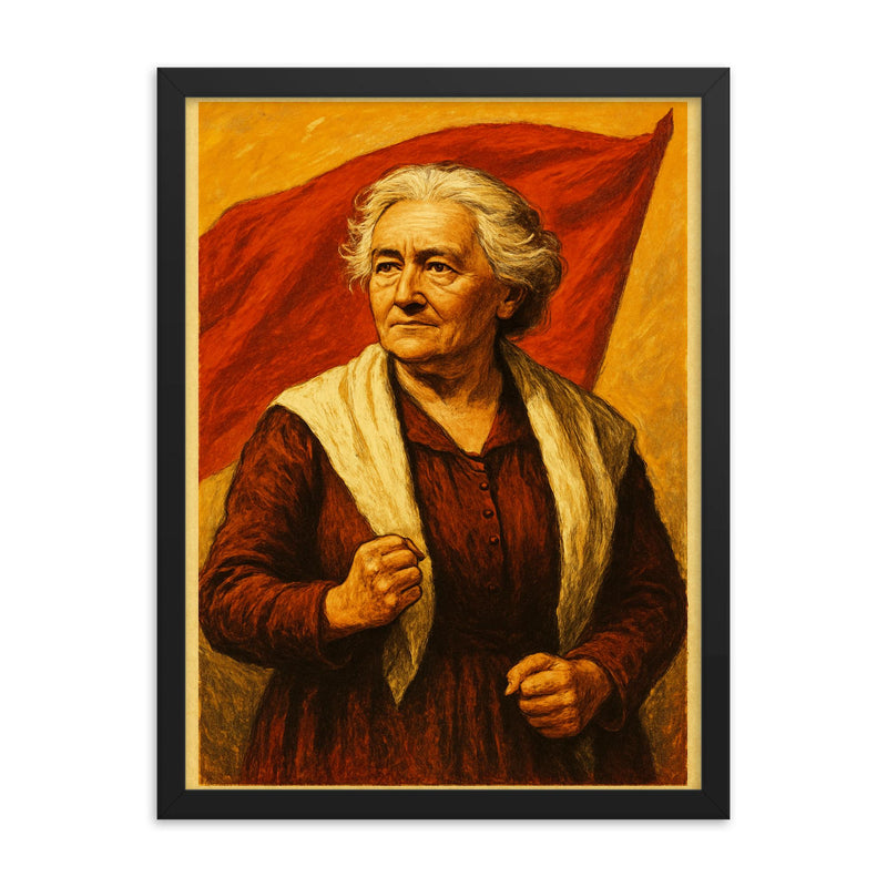 Clara Zetkin framed print on a plain backdrop in size 18