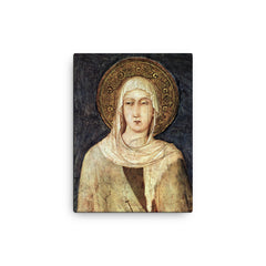Clare of Assisi canvas print on a plain backdrop in size 12"x16".