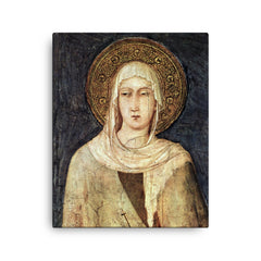 Clare of Assisi canvas print on a plain backdrop in size 16"x20".