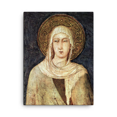 Clare of Assisi canvas print on a plain backdrop in size 18"x24".