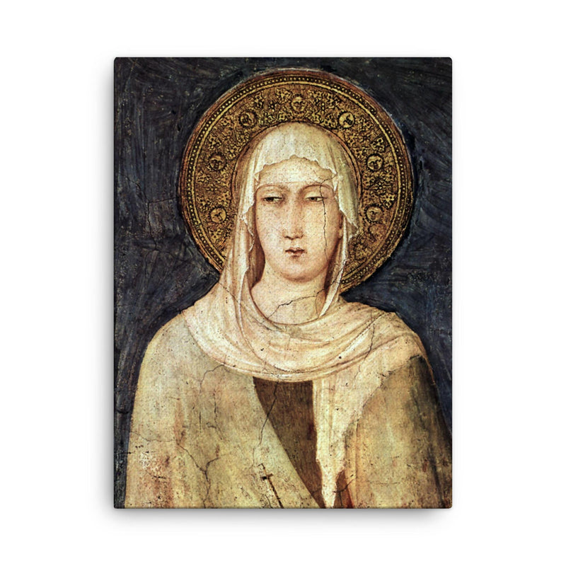 Clare of Assisi canvas print on a plain backdrop in size 18