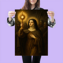 Clare of Assisi holding monstrance against soldiers poster 3