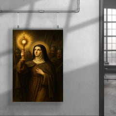 Clare of Assisi holding monstrance against soldiers poster 4
