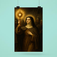 Clare of Assisi holding monstrance against soldiers poster 6