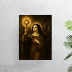 Clare of Assisi holding monstrance against soldiers poster 7