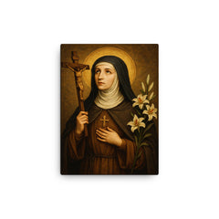 Clare of Montefalco canvas print on a plain backdrop in size 12"x16".