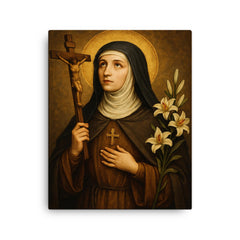 Clare of Montefalco canvas print on a plain backdrop in size 16"x20".