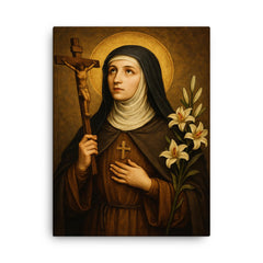 Clare of Montefalco canvas print on a plain backdrop in size 18"x24".