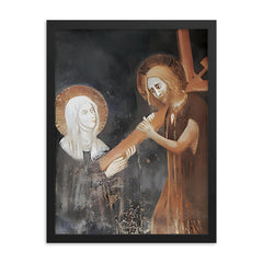 Clare of Montefalco framed print on a plain backdrop in size 18"x24".