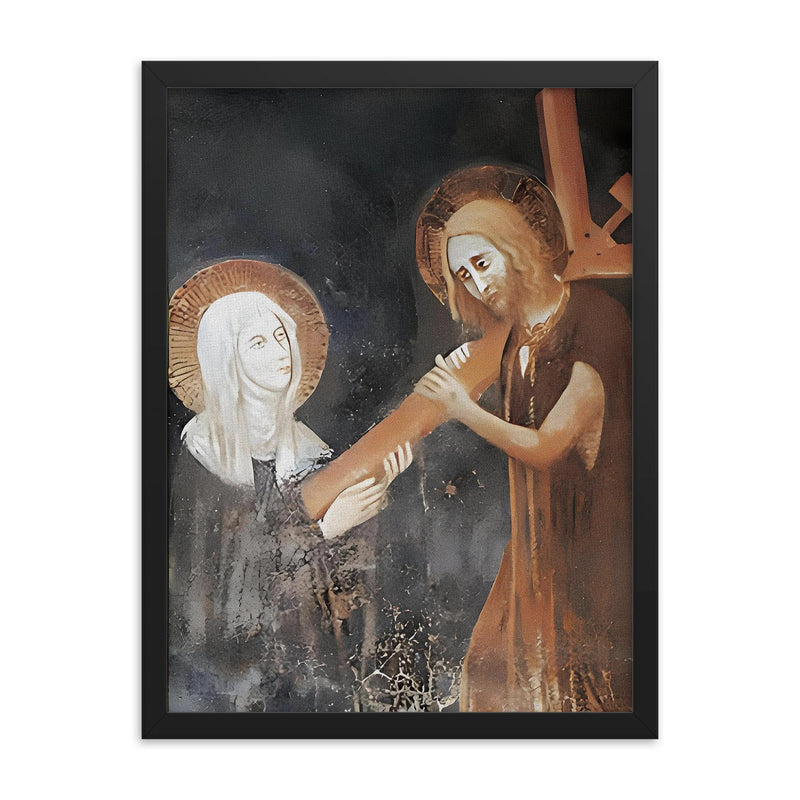 Clare of Montefalco framed print on a plain backdrop in size 18