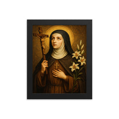 Clare of Montefalco framed print on a plain backdrop in size 8"x10".