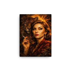 Clarice Lispector with jaguar like stare canvas print on a plain backdrop in size 12"x16".