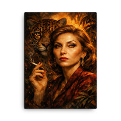 Clarice Lispector with jaguar like stare canvas print on a plain backdrop in size 18"x24".