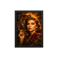Clarice Lispector with jaguar like stare framed print on a plain backdrop in size 12"x16".