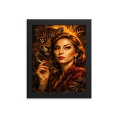Clarice Lispector with jaguar like stare framed print on a plain backdrop in size 8"x10".