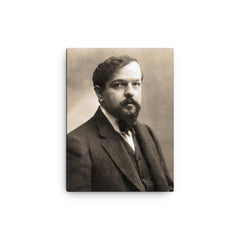 Claude Debussy canvas print on a plain backdrop in size 12"x16".